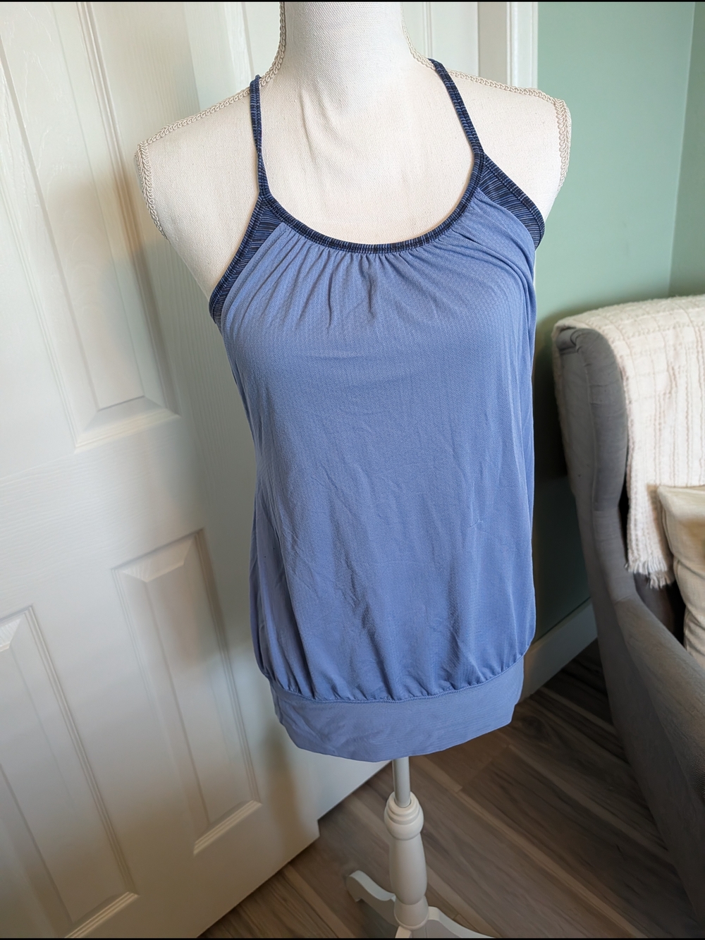 lululemon athletica Blue Halter Tank Top with Contrast Trim